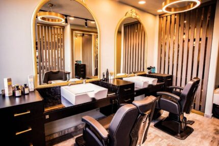 Gold Kemer Aynalı Lavabolu Kuaför Tezgahı - kişiye özel kuaför mobilyası